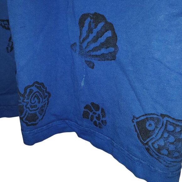 VTG Viva City T-Shirt Dress Women's M Blue Painted Fish Shell Sun Beach Coastal - Picture 3 of 6